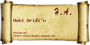 Hohl Arián névjegykártya